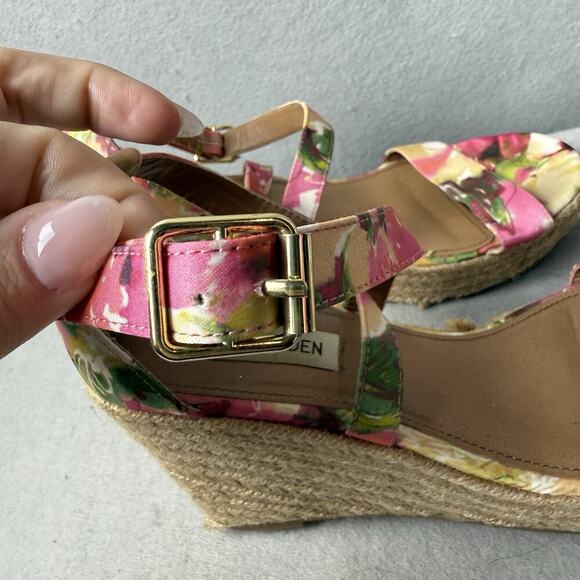 Steve Madden Montauk Espadrille Platform Wedge Sandals Floral Fabric Size 8.5 - Picture 9 of 12